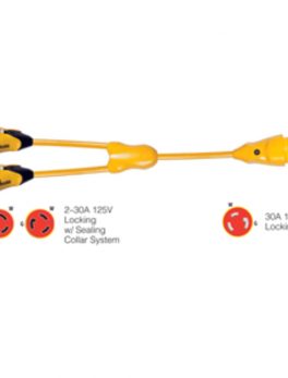 Marinco Y30-2-30 EEL (2)30A-125V Female to (1)30A-125V Male "Y" Adapter - Yellow