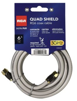 RCA DH6QCE Quad-Shield RG6 Coax Cable, 6 Feet