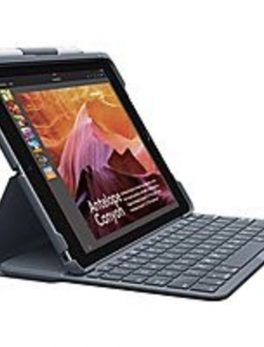 Logitech 920-009017 SLIM FOLIO Keyboard/Cover Case (Folio) Apple Pencil, iPad (2018), iPad (2017) - Black - Water Resistant, Bump Resistant, Scratch Resistant, Spill Resistant, Wear Resistant, Tear Resistant - Plastic - 7.2 Height x 9.8 Width x 0.8 Dep