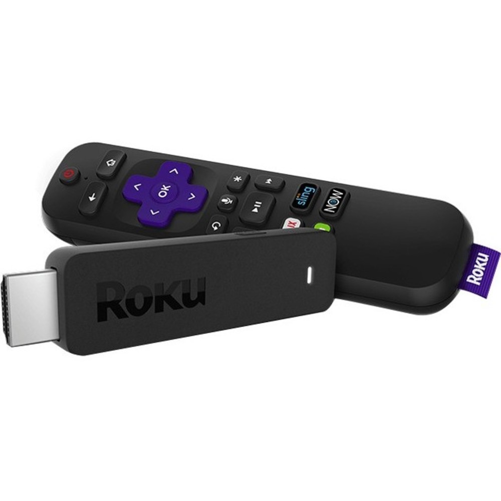 Roku Streaming Stick 3800R Network Audio/Video Player - Wireless LAN - Black - DTS Digital Surround - Netflix, Sling TV, NOW TV, Hulu, Amazon Instant Video, Google Play Movies and TV, Showtime, VUDU, HBO NOW, WatchESPN, YouTube, ... - Internet Streaming -