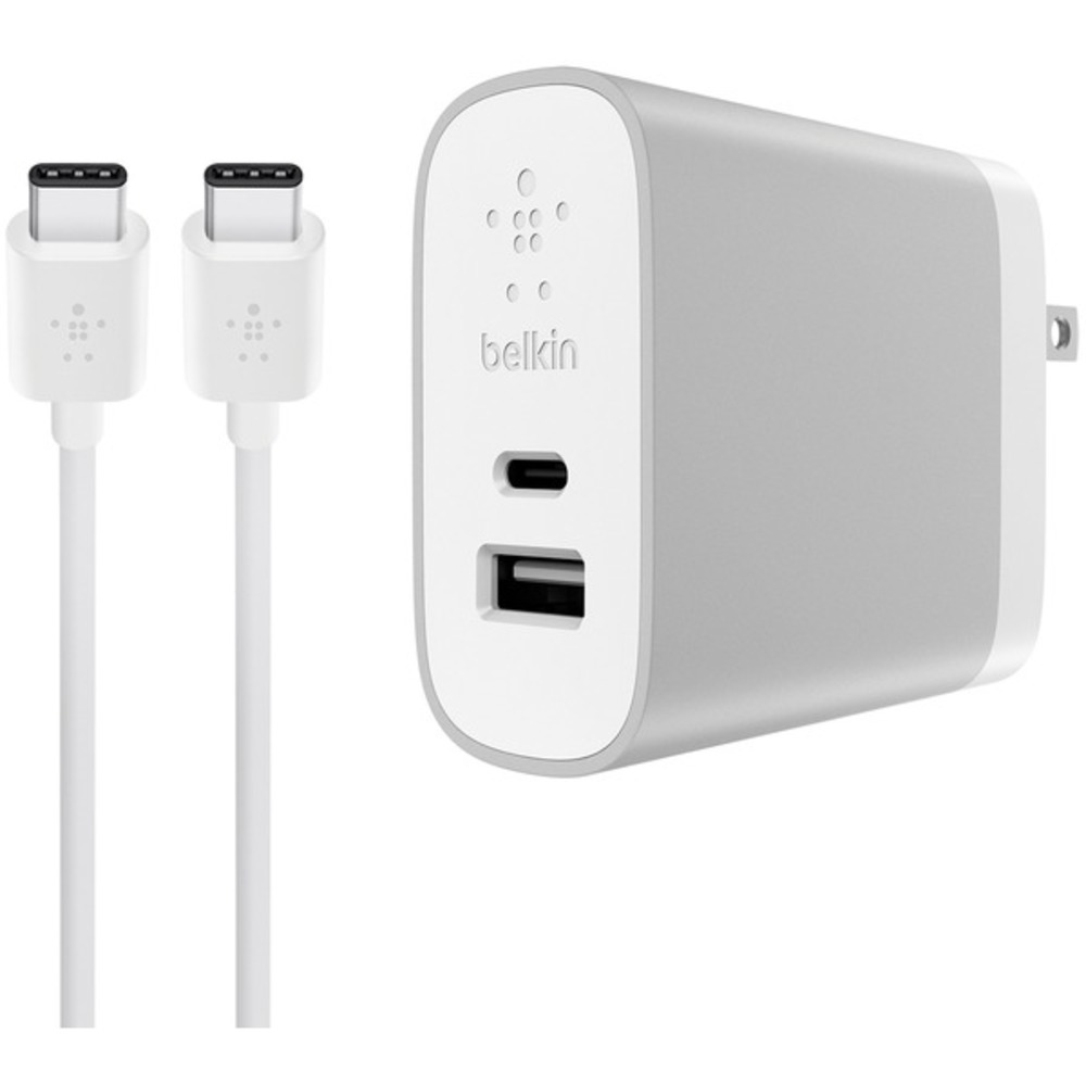 Belkin F7U022dq06-SLV USB-C + USB-A Home Charger + Cable