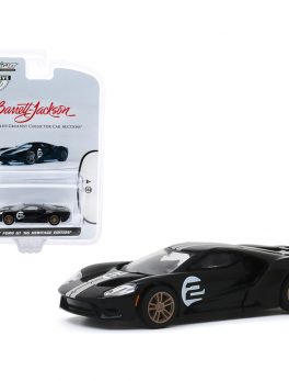 2017 Ford GT "66 Heritage Edition #2 Black with Silver Stripes First Legally Resold 2017 Ford GT Las Vegas 2019 (Lot #747) Barrett-Jackson Hobby Exclusive 1/64 Diecast Model Car by Green 30168