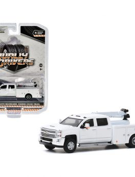 2016 Chevrolet Silverado 3500HD Dually Crane Truck White Dually Drivers Series 4 1/64 Diecast Model Car by Greenlight 46040A
