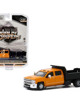 2017 Chevrolet Silverado 3500HD Dually Dump Truck Orange and Black Dually Drivers Series 4 1/64 Diecast Model Car by Greenlight 46040B