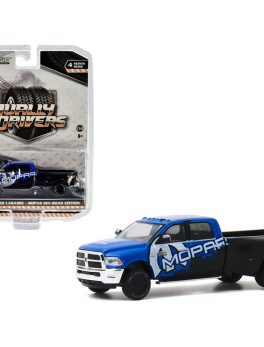 2017 RAM 3500 Laramie Dually Pickup Truck MOPAR Off-Road Edition Black and Blue Dually Drivers Series 4 1/64 Diecast Model Car by Greenlight 46040C