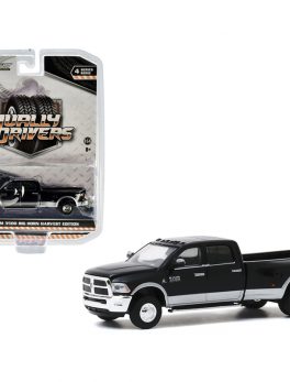 2018 RAM 3500 Big Horn Dually Pickup Truck Harvest Edition Black and Bright Silver Dually Drivers Series 4 1/64 Diecast Model Car by Greenlight 46040E