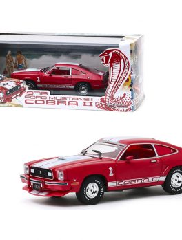 1978 Ford Mustang II Cobra II Red with White Stripes and Red Interior 1/43 Diecast Model Car by Greenlight 86337