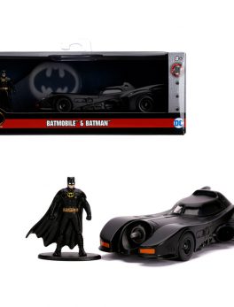 1989 Batmobile with Diecast Batman Figurine Batman (1989) Movie DC Comics Hollywood Rides Series 1/32 Diecast Model Car by Jada 31704