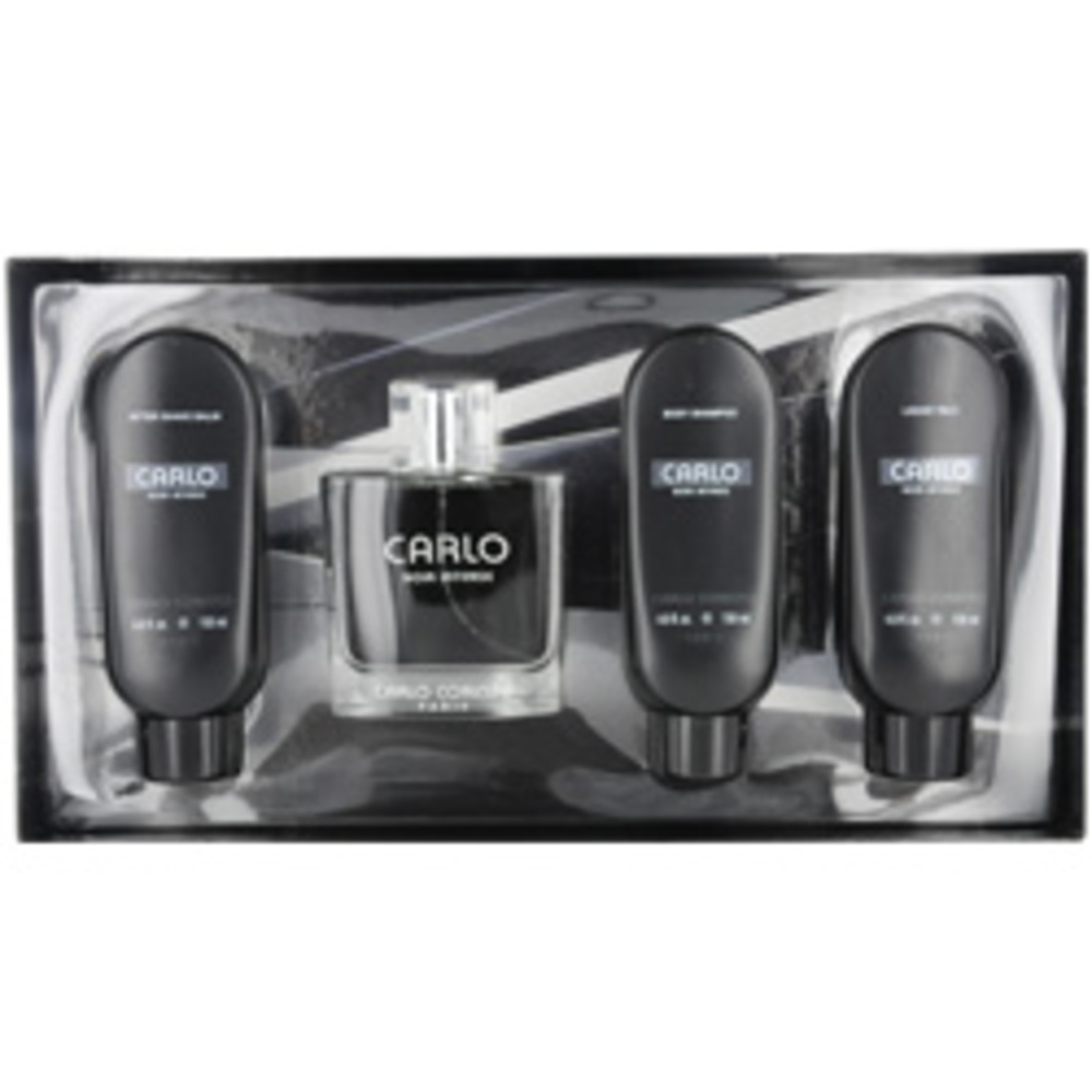 Carlo Corinto Noir Intense Edt Spray 3.4 Oz and Aftershave Balm 4.8 Oz and Body Shampoo 4.8 Oz and Liquid Talc 4.8 Oz For Men