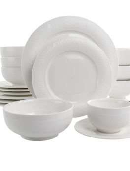 Elama Dione 20 Piece Porcelain Dinnerware Set in White