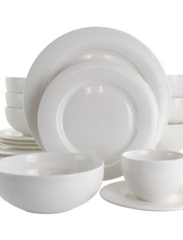 Elama Pallene 20 Piece Porcelain Dinnerware Set in White