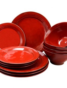 Gibson Elite Terranea 12 Piece Dinnerware Set in Red