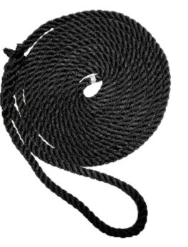 New England Ropes 5/8" X 25 and #39; Premium Nylon 3 Strand Dock Line - Black
