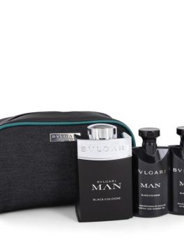 Bvlgari Man Black Cologne By Bvlgari Gift Set -- 3.4 Oz Eau De Toilette Spray + 2.5 Oz After Shave Balm + 2.5 Oz Shower Gel In Pouch For Men