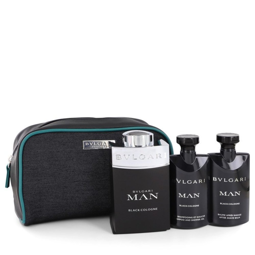 Bvlgari Man Black Cologne By Bvlgari Gift Set -- 3.4 Oz Eau De Toilette Spray + 2.5 Oz After Shave Balm + 2.5 Oz Shower Gel In Pouch For Men