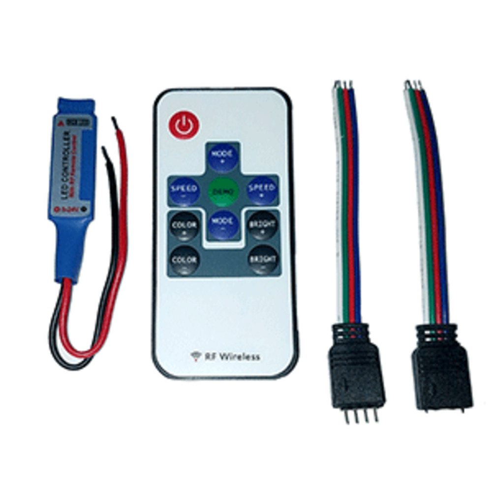 Lunasea Multifunction Indoor RGB LED Controller w/Buttons and amp; RF Remote 5/12/24 VDC