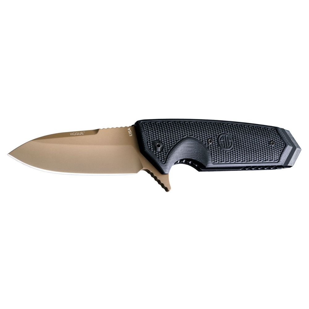 Hogue 3.75 in Sig Emp Scorp Spear Pt Flat DrkEarth G10 Black