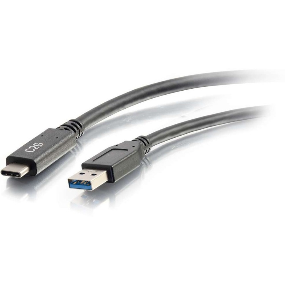 C2G 6ft USB C 3.0 to USB Cable - USB C to USB A - M/M - 6 ft USB Data Transfer Cable for Notebook, Smartphone, Tablet - First End: 1 x Type A Male USB - Second End: 1 x Type C Male USB - 5 Gbit/s - Nickel Plated Connector - Gold-flash Plated Contact - 30