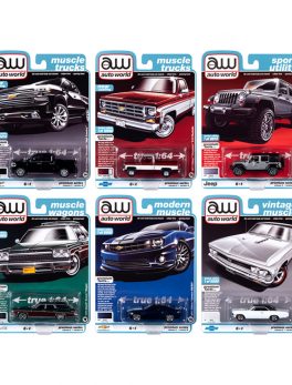 Autoworld Muscle Cars Premium 2020 Release 2, Set B of 6 pieces 1/64 Diecast Model Cars by Autoworld 64252B