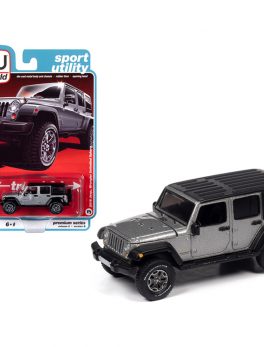 2018 Jeep Wrangler Unlimited Sahara (4-door) Billet Silver Metallic with Black Top Sport Utility Limited Edition to 8816 pieces Worldwide 1/64 Diecast Model Car by Autoworld 64252-AWSP036B
