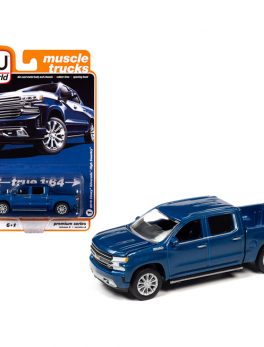2019 Chevrolet Silverado High Country Pickup Truck Northsky Blue Metallic Muscle Trucks Limited Edition to 8816 pieces Worldwide 1/64 Diecast Model Car by Autoworld 64252-AWSP037A