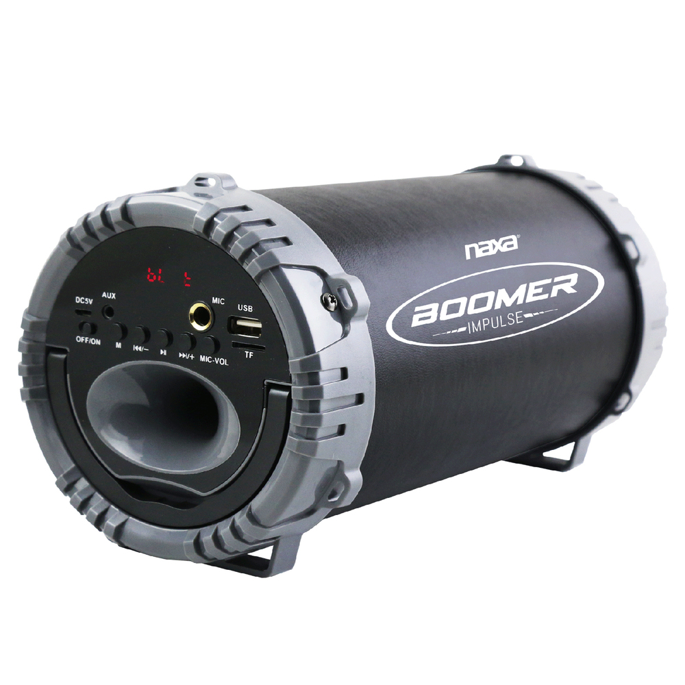 Naxa NAS-3084 BOOMER IMPULSE LED Bluetooth Boombox - Black/Gray