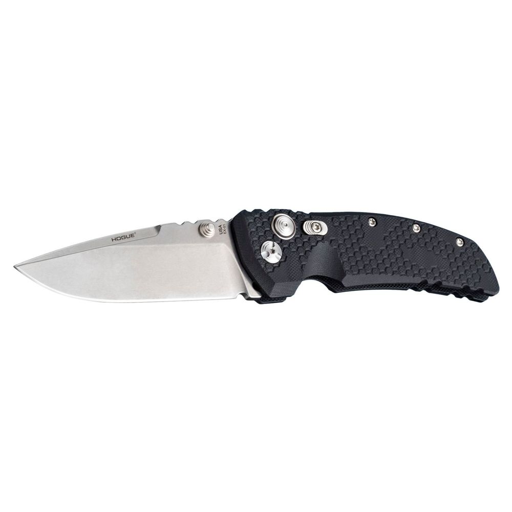 Hogue EX01 3.5in Folder Drop Pt Tumble Fin G10 Tread Black
