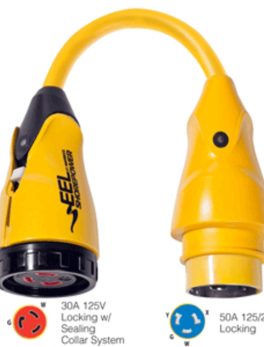 Marinco P504-30 EEL 30A-125V Female to 50A-125/250V Male Pigtail Adapter - Yellow