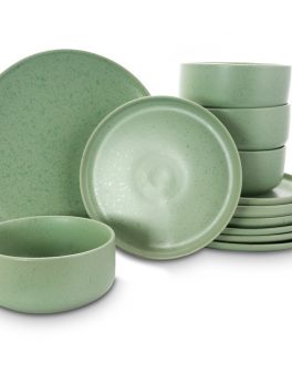 Gibson Home Stone Lava 12 Piece Dinnerware Set in Matte Mint, Service for 4