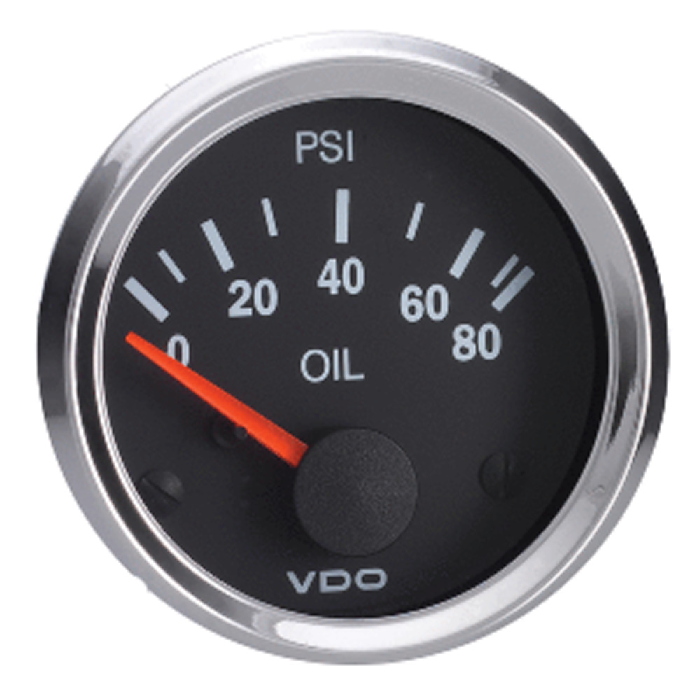 VDO Vision 52mm (2-1/16") Oil Pressure Gauge - 80 PSI - VDO Sender