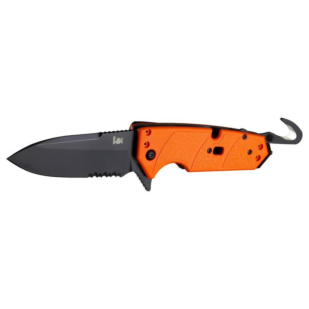 Hogue HK Karma 3.75in 1st Resp Spear Pt PartSerr Blk G10 Org