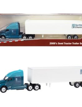 2000's Semi Tractor Trailer Truck Dark Blue and White Northtech Chemical TraxSide Collection 1/87 (HO) Scale Diecast Model by Classic Metal Works TC105