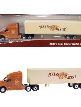 2000's Semi Tractor Trailer Truck Brown and Cream Tasket Bakery TraxSide Collection 1/87 (HO) Scale Diecast Model by Classic Metal Works TC107
