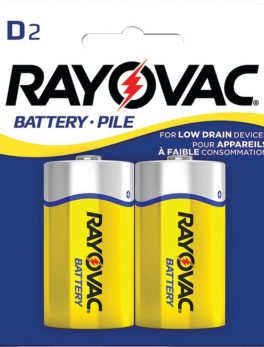 RAYOVAC 6D-2BF Heavy-Duty Carded D Batteries, 2 pk