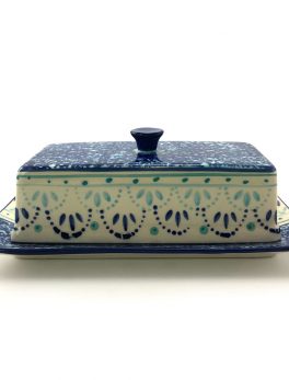 Meritage Navis Ceramic Floral Butter Dish in Blue