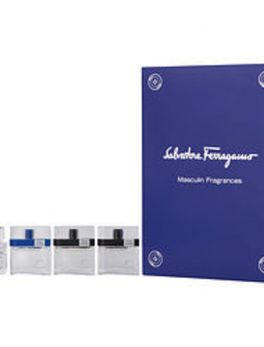 Salvatore Ferragamo Variety 5 Piece Mens Mini Variety With F By Ferragamo and F By Ferragamo Free Time and F By Ferragamo Black and Attimo and Attimo L'eau And All Are Edt .17 Oz Minis For Men