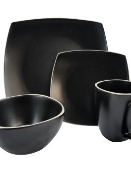 Gibson Soho Lounge Matte 16-Piece Dinnerware Set, Black