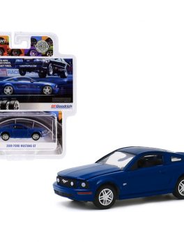 2009 Ford Mustang GT Dark Blue 0-178 MPH In 7.9 Seconds. On Street Tires BFGoodrich Vintage Ad Cars Hobby Exclusive 1/64 Diecast Model Car by Greenlight 30139