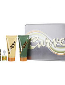 Curve Cologne Spray 4.2 Oz and Cologne .25 Oz Mini and Aftershave Balm 3.4 Oz and Shower Gel 3.4 Oz For Men