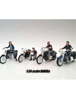 Bikers 4 piece Figurine Set for 1/24 Scale Models by American Diorama 23913-23914-23915-23916