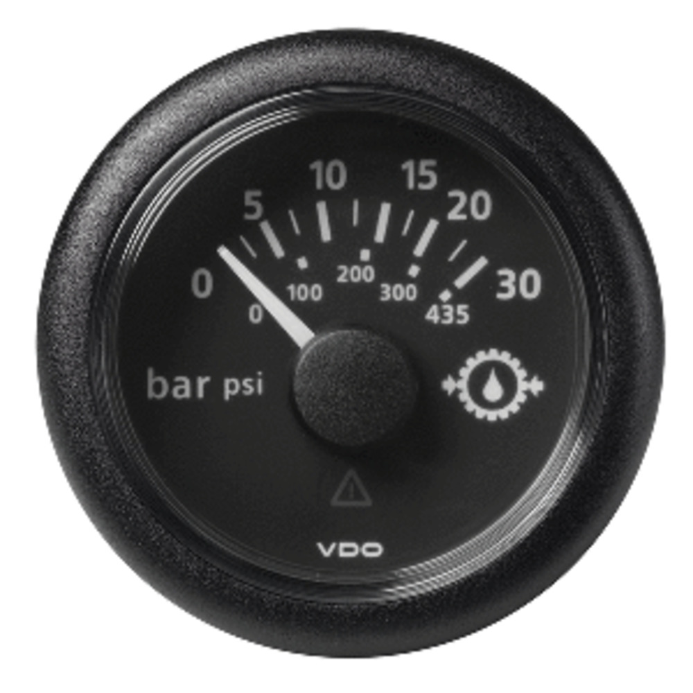 VDO Marine 2-1/16" (52MM) ViewLine Oil Pressure Gauge - 30 Bar - 0 to 5V - Black Dial and amp; Bezel