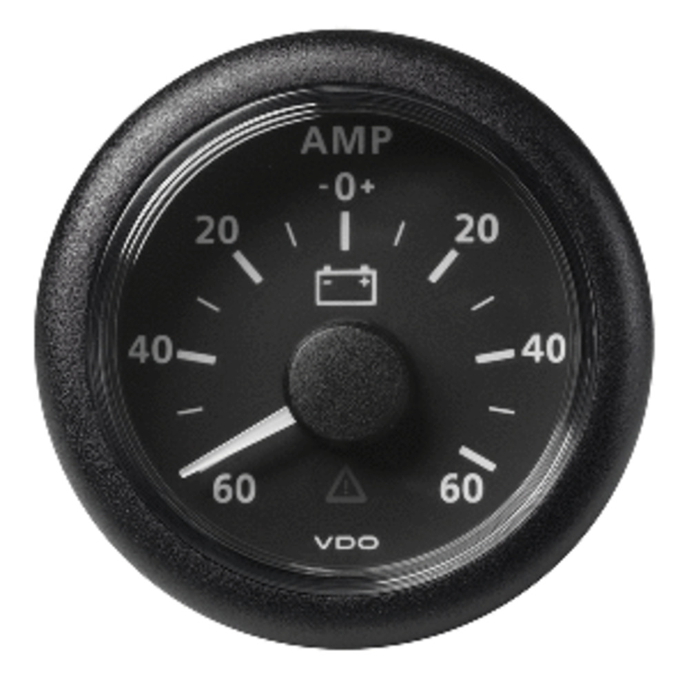 VDO Marine 2-1/16" (52MM) ViewLine Battery Status Gauge -60/+60AMP - 8 to 32V - Black Dial and amp; Bezel