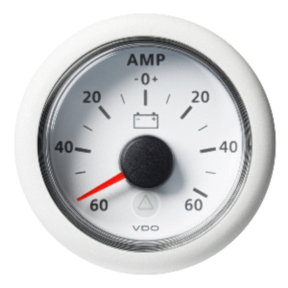 VDO Marine 2-1/16" (52MM) ViewLine Battery Status Gauge -60/+60AMP - 8 to 32V - White Dial and amp; Bezel