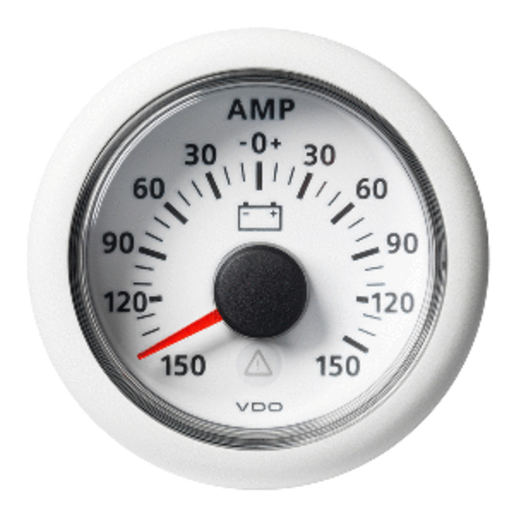 VDO Marine 2-1/16" (52MM) ViewLine Battery Status Gauge -150/+150AMP - 8 to 32V - White Dial and amp; Bezel