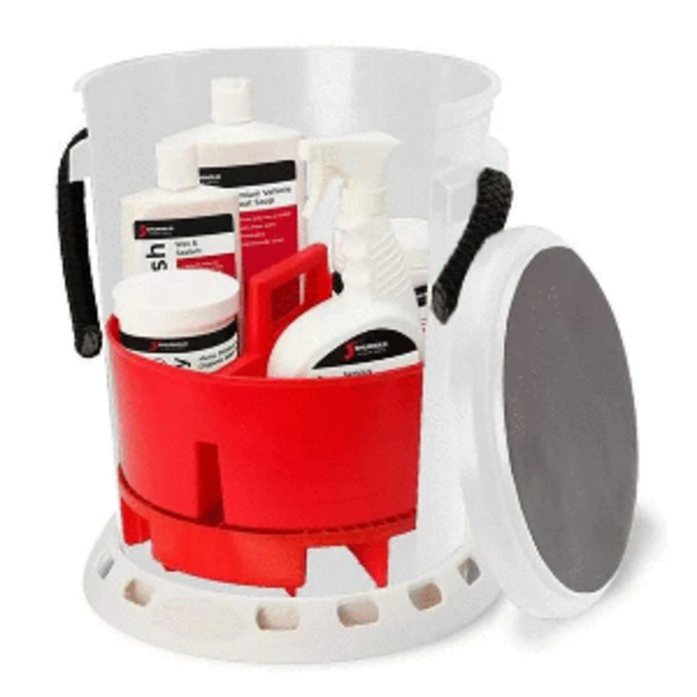 Shurhold 5 Gallon White Bucket Kit - Includes Bucket, Caddy, Grate Seat, Buff Magic, Pro Polish Brite Wash, SMC and amp; Serious Shine