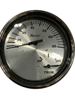 Faria Spun Silver 5" Multifunction 2-in-1 Combination Gauge w/Speed and amp; Trim Gauge