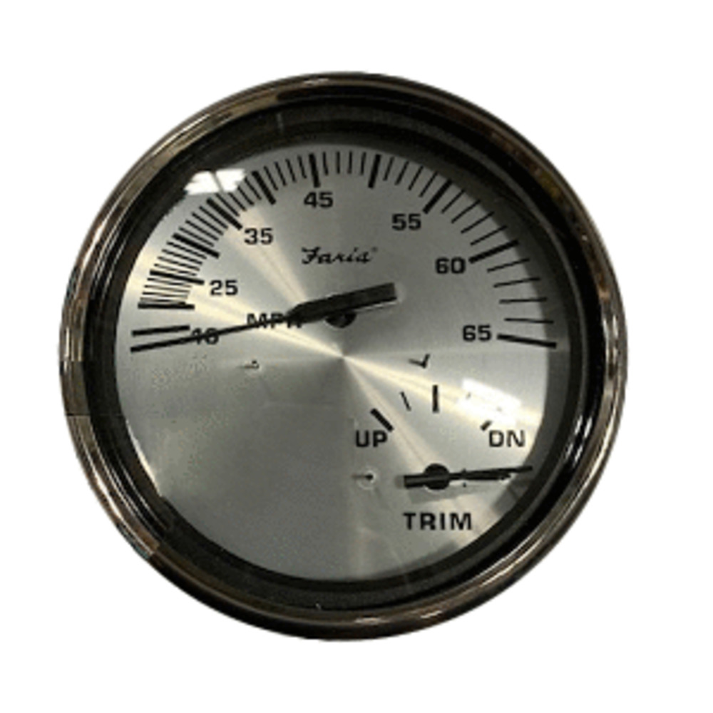 Faria Spun Silver 5" Multifunction 2-in-1 Combination Gauge w/Speed and amp; Trim Gauge