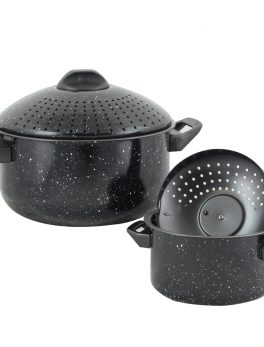 Gibson Home Casselman 4 piece Nonstick Pasta Pot Set in Black with Bakelite Handle/Knob