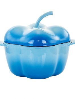 MegaChef Pepper Shaped 3 Quart Enameled Cast Iron Casserole in Blue