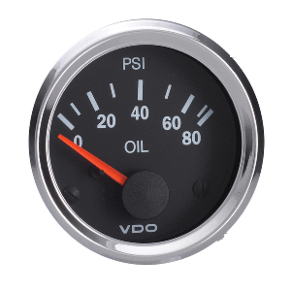 VDO Vision 52mm (2-1/16") Oil Pressure Gauge - 80 PSI - US Sender